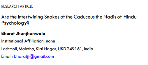 Are the Intertwining Snakes of the Caduceus the Nadis of Hindu Psychology