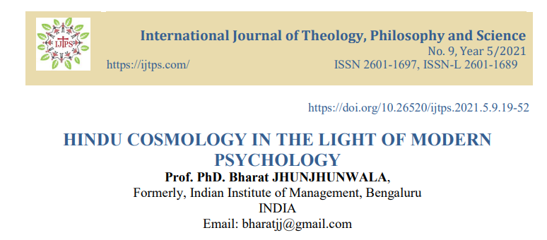HINDU COSMOLOGY IN THE LIGHT OF MODERN PSYCHOLOGY